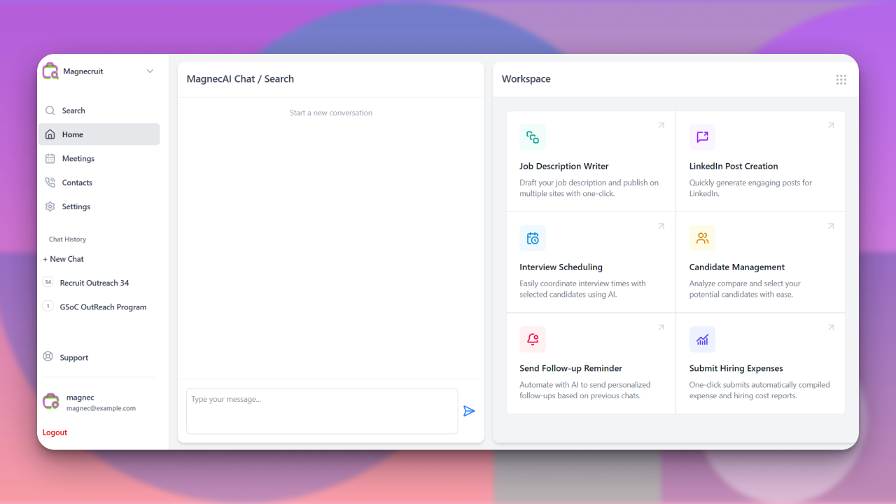Magnecruit: AI-Powered Productive Recruitment Workspace Application